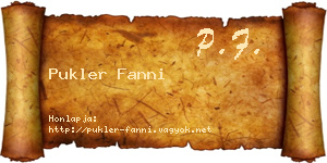 Pukler Fanni névjegykártya